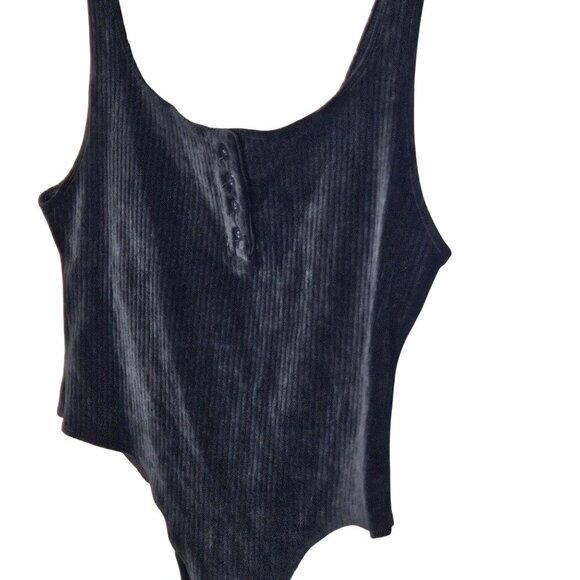 Fletch NWT Black Ribbed Bodysuit Sleeveless Cotton Polyester Blend Women Large L - Picture 1 of 13